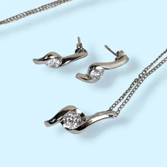 Jewelry - Vintage 925 & CZ Demi Parure